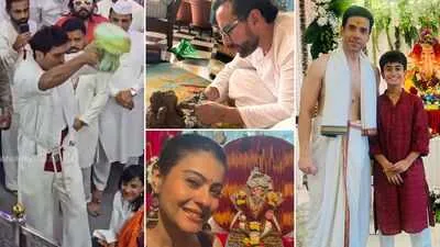 उत्सव का उल्लास: विद्युत जामवाल ने बजाया डमरू, सैफ ने बनाई प्रतिमा और सलमान की मां ने की आरती