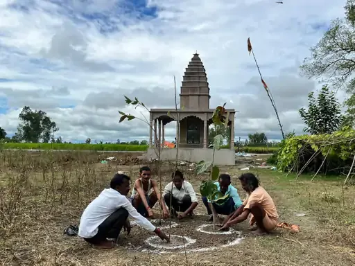 पर्यावरण रक्षा: बालाजी मंदिर परिसर में लगाए गए पीपल और बरगद के पौधे