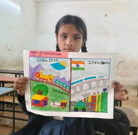 रचनात्मक अभिव्यक्ति: छात्रों ने चित्रों के माध्यम से उकेरा मेरे सपनों का भारत