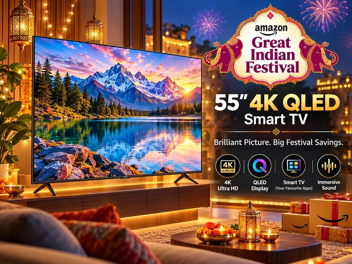 अमेजन सेल की धूम: 55 इंच 4K QLED स्मार्ट टीवी पर मिल रही है भारी छूट