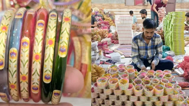 करवाचौथ का बदलता श्रृंगार: फिरोजाबाद में पारंपरिक लाल चूड़ियों से आगे बढ़ रहीं महिलाएं
