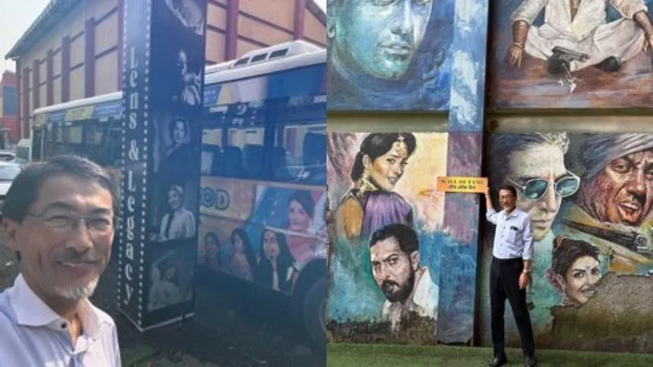 जापानी राजदूत का दौरा: फिल्म सिटी पहुंचे और सितारों की तस्वीरों के सामने खिंचवाई फोटो